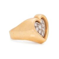YELLOW GOLD AND DIAMOND HEART RING