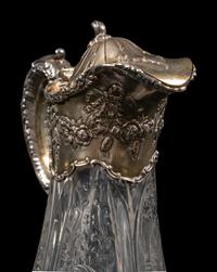 An American Silver Mounted Cut Glass Claret Jug