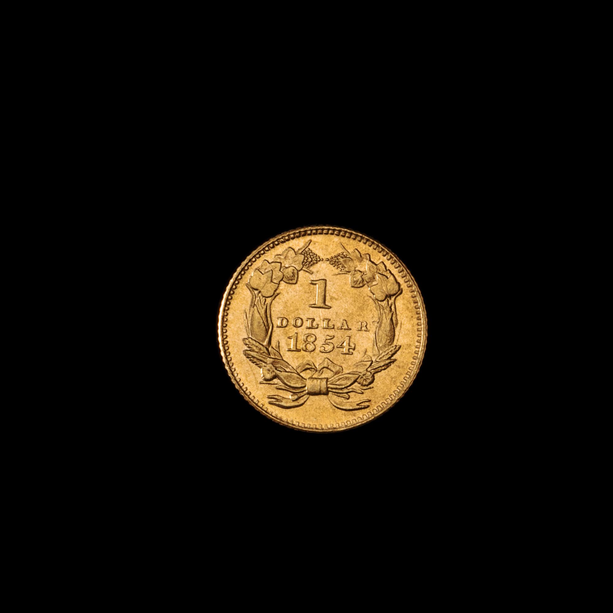 A United States 1854 Liberty Head: Type 2 $1 Gold Coin