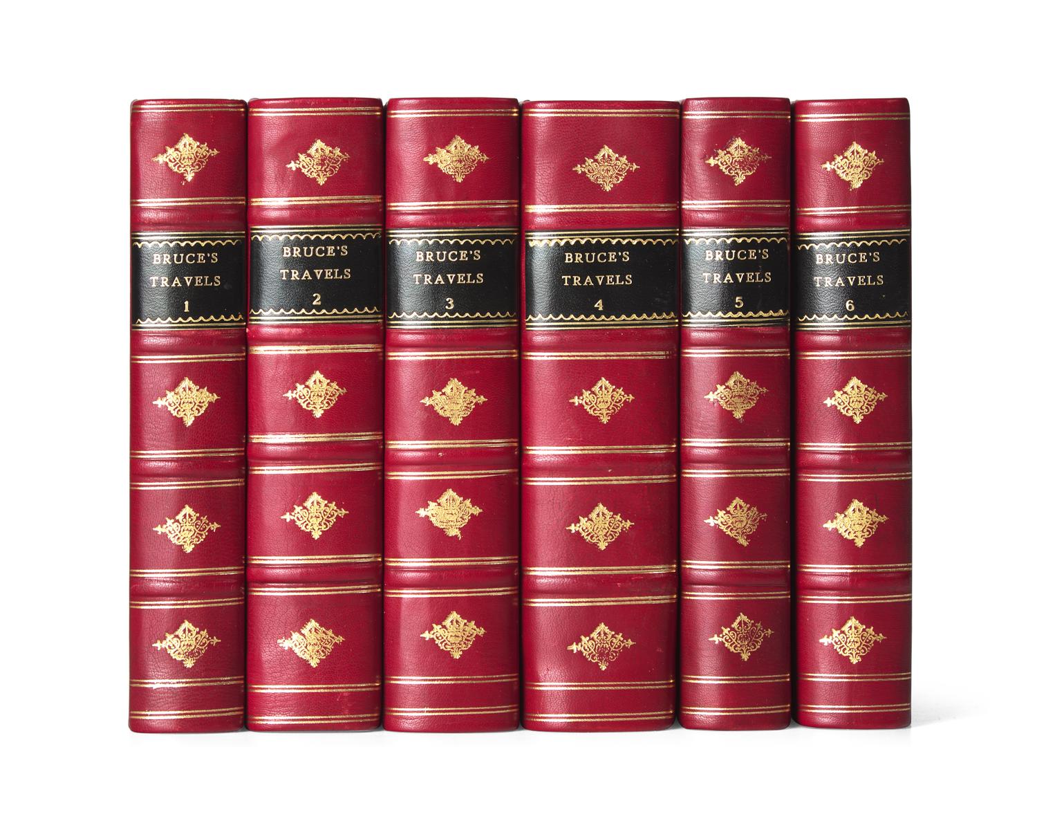 [TRAVEL & EXPLORATION] BRUCE, James. Travels to Discover the Source of the Nile... Dublin: Printed by William Sleater, For P. Wogan, L. White, P. Byrne, et al., 1790.