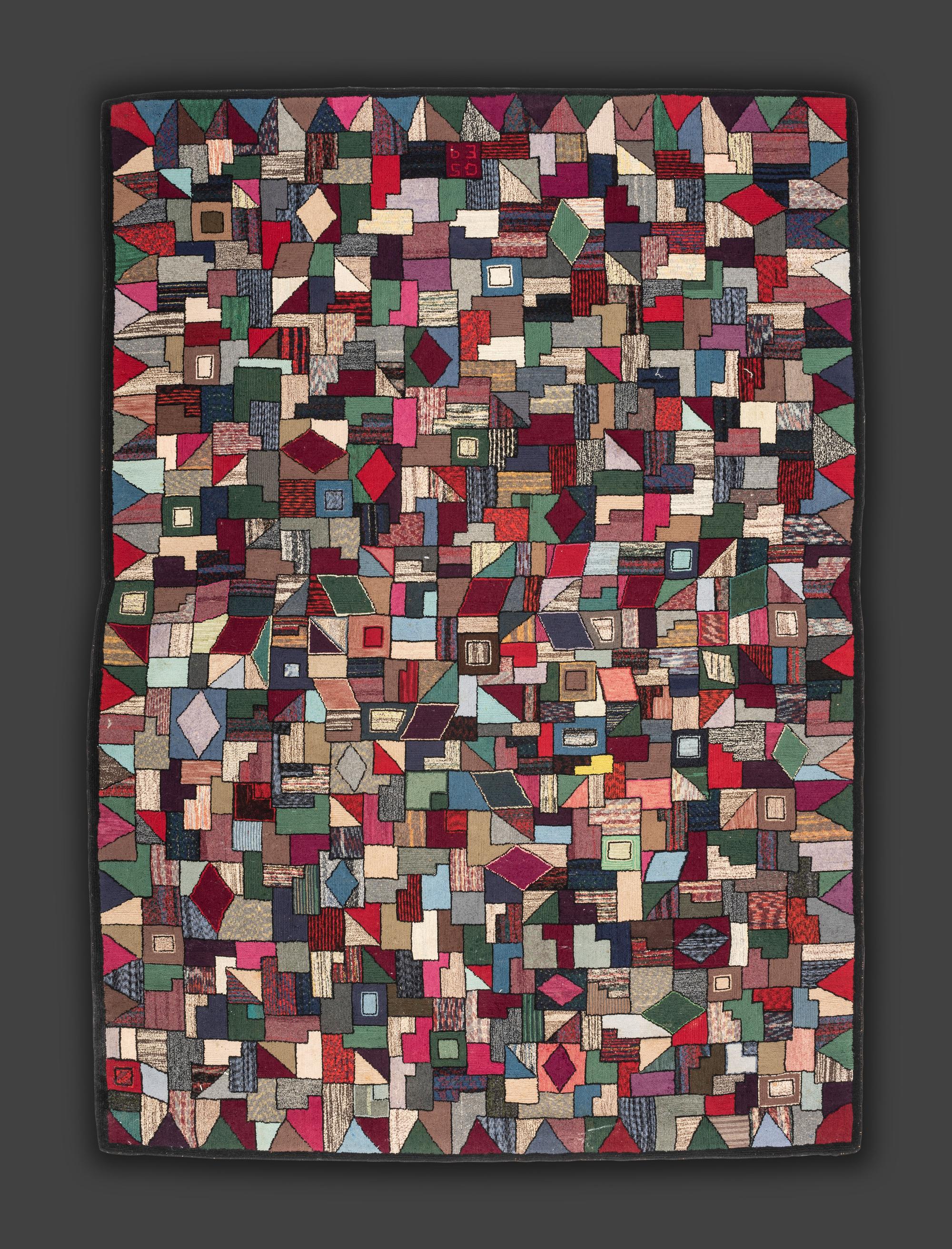 An American Crazy Quilt Hooked Rug