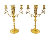 A Pair of English Brass Candelabra