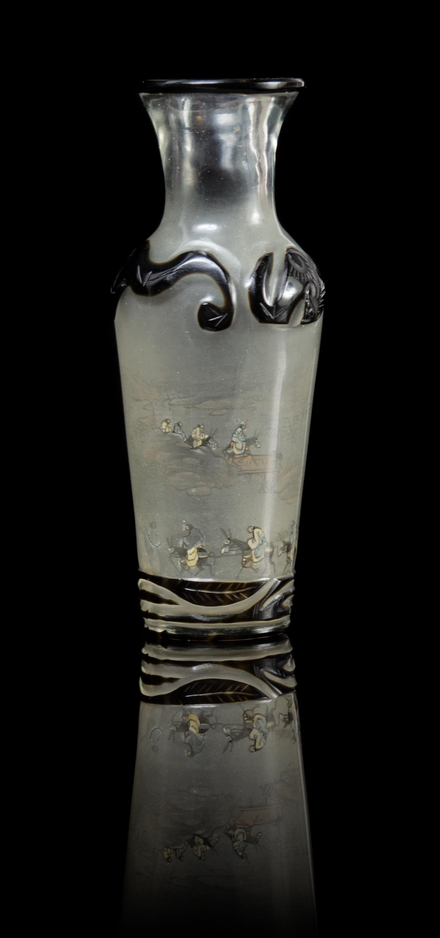 A Chinese Peking Glass Inside Painted Vase 19TH CENTURY Height 4 3/8 inches. — 19TH CENTURY