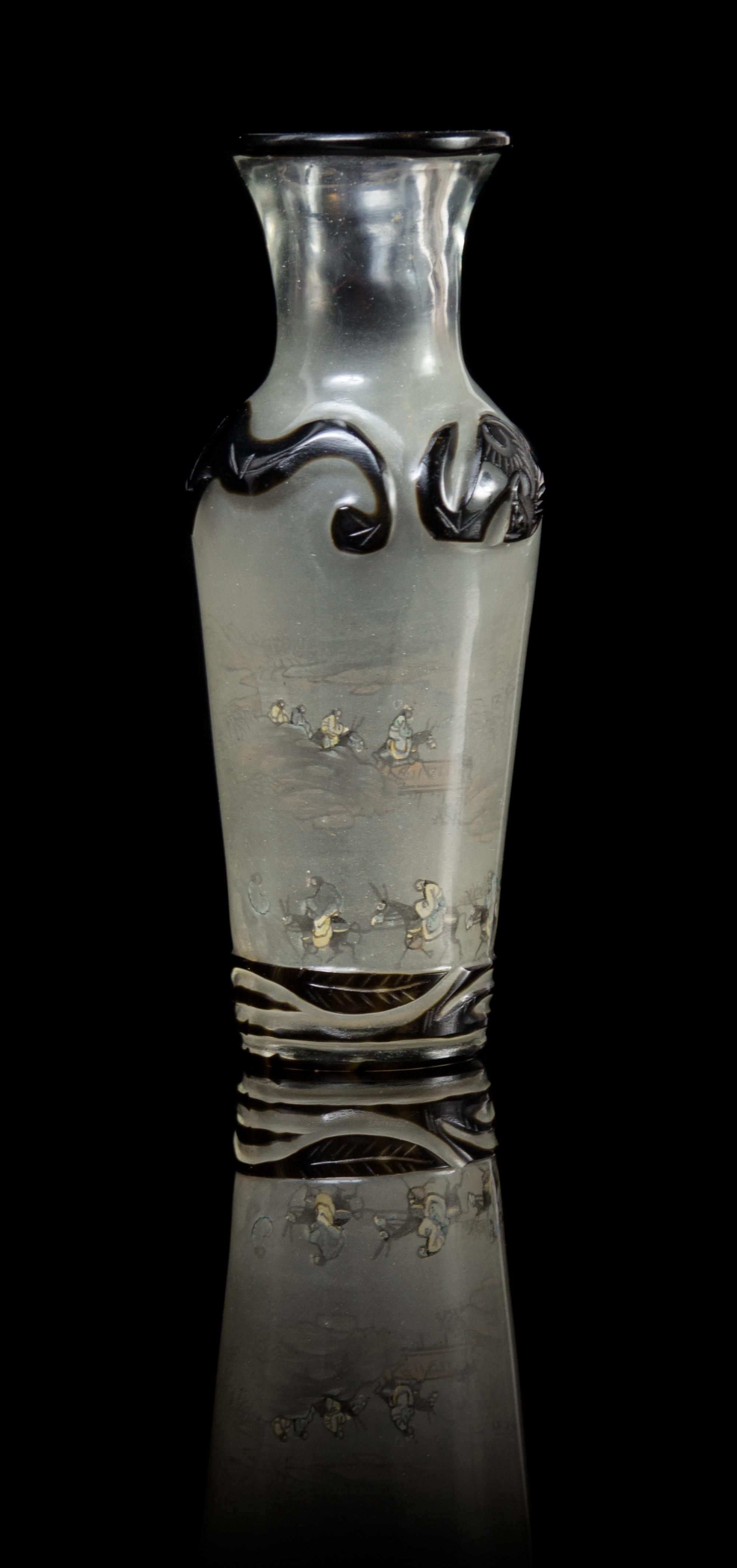 A Chinese Peking Glass Inside Painted Vase 19TH CENTURY Height 4 3/8 inches. — 19TH CENTURY