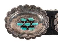 Navajo Silver and Turquoise Concha Belt