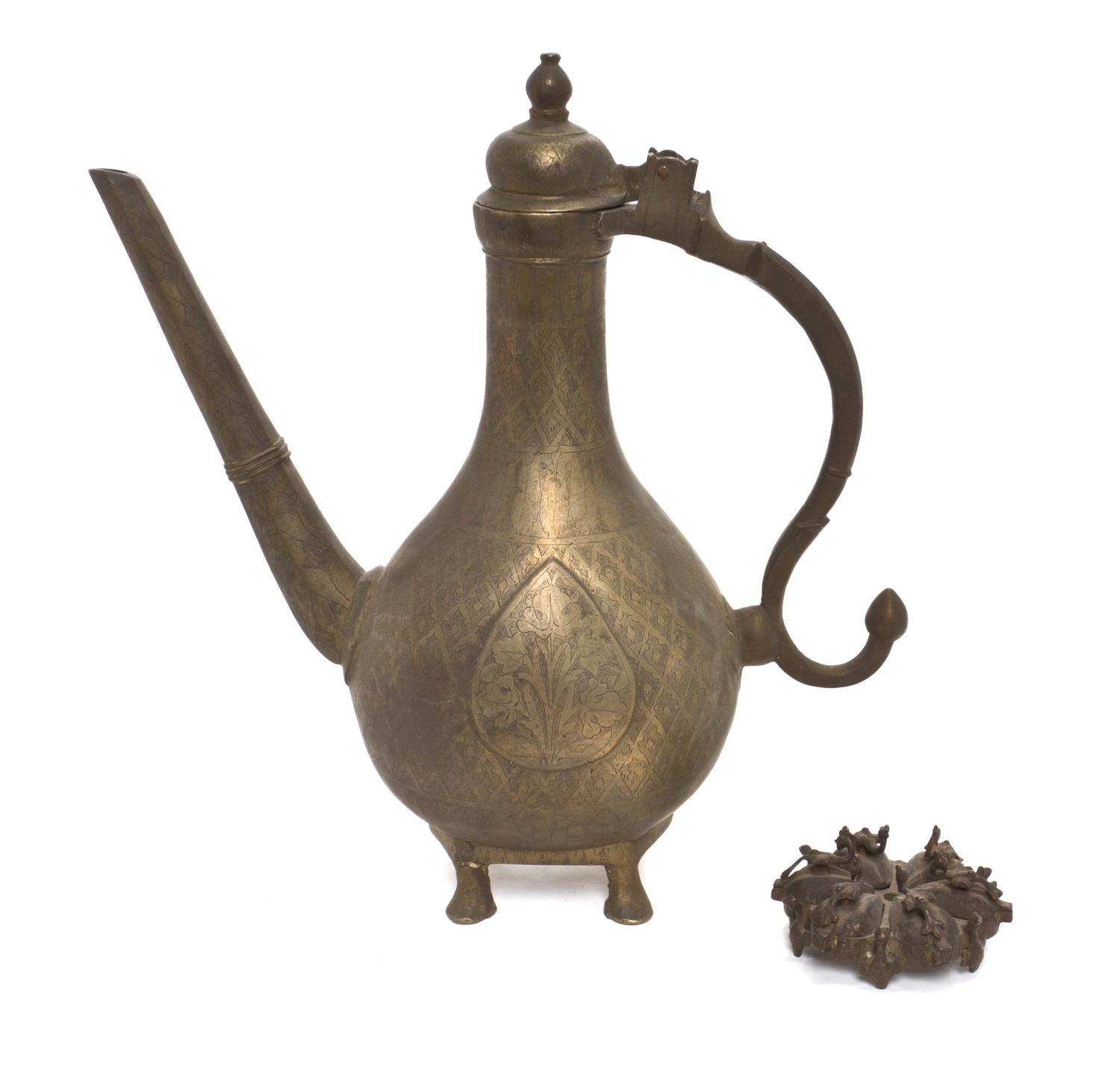 A Middle Eastern Bronze Teapot, Height 12 inches.