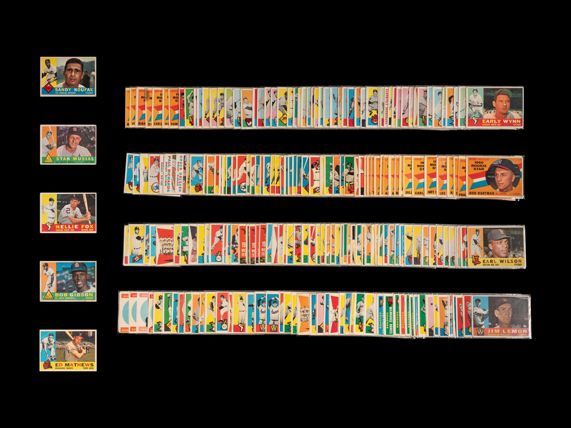 A Shoebox Collection of Over 225 1960 Topps Baseball Cards Including Multiple Hall of Famers,
