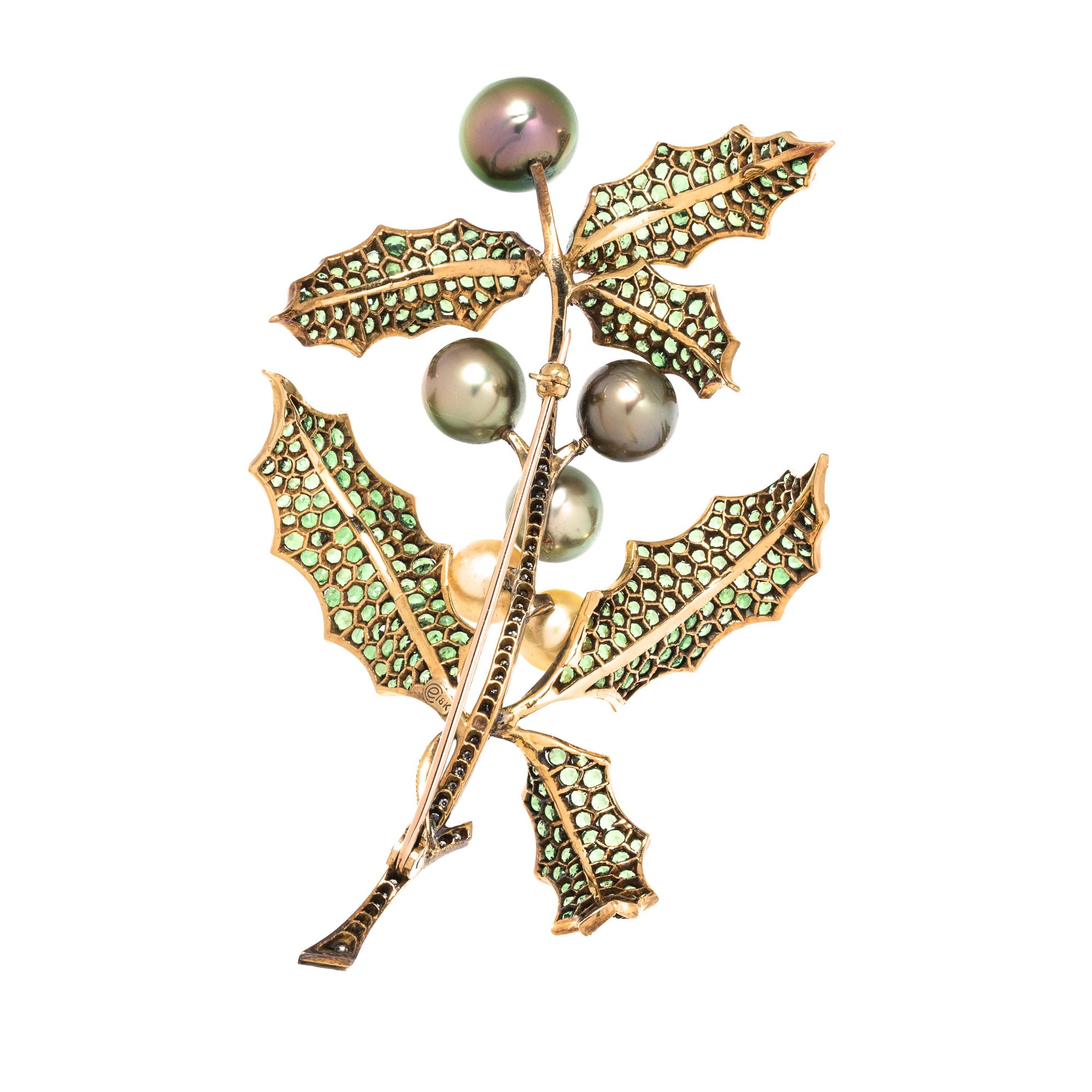 EVELYN CLOTHIER, MULTIGEM HOLLY BROOCH