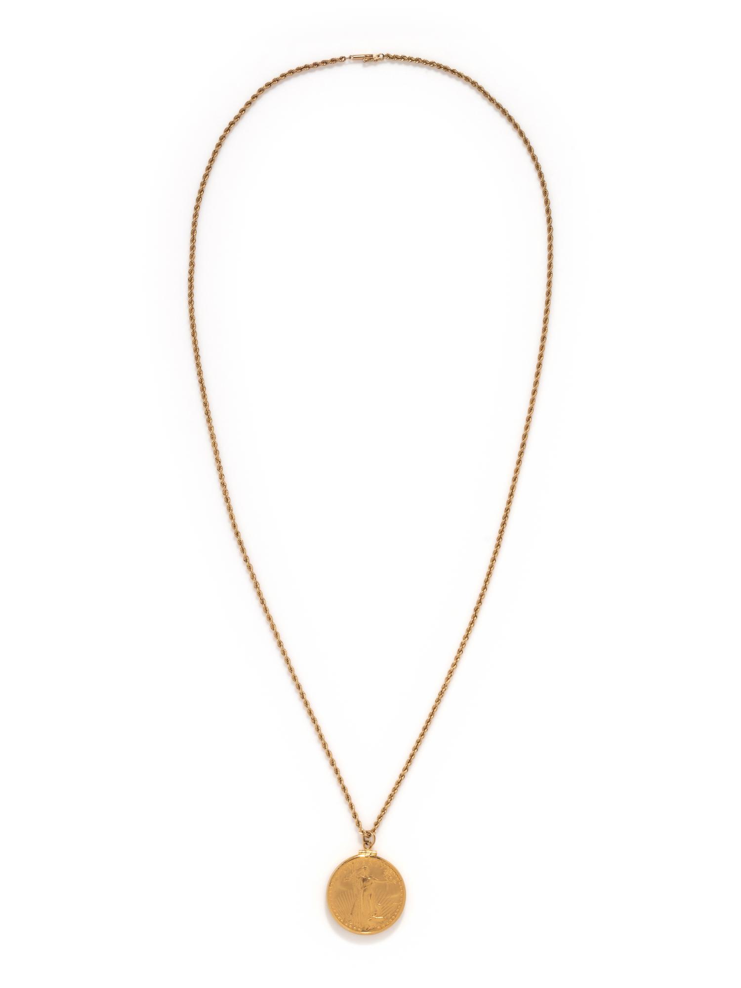 YELLOW GOLD AND COIN PENDANT/NECKLACE
