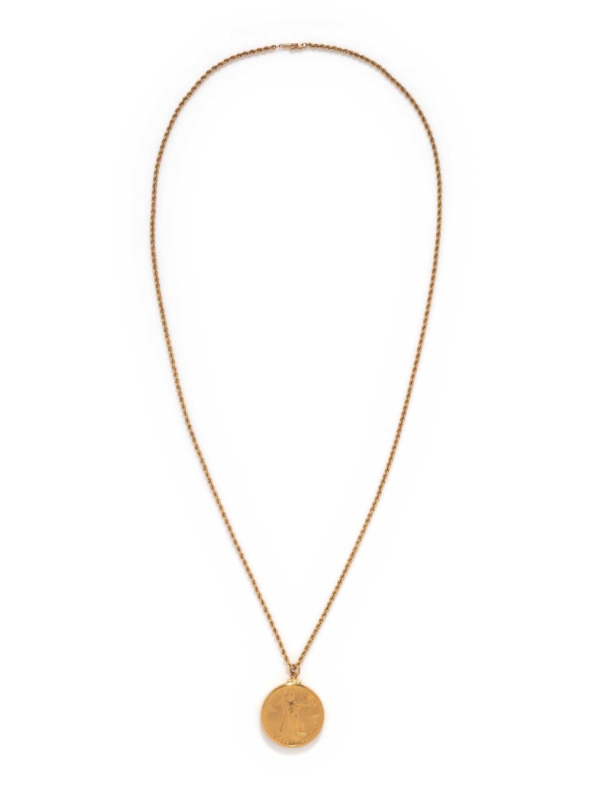 YELLOW GOLD AND COIN PENDANT/NECKLACE