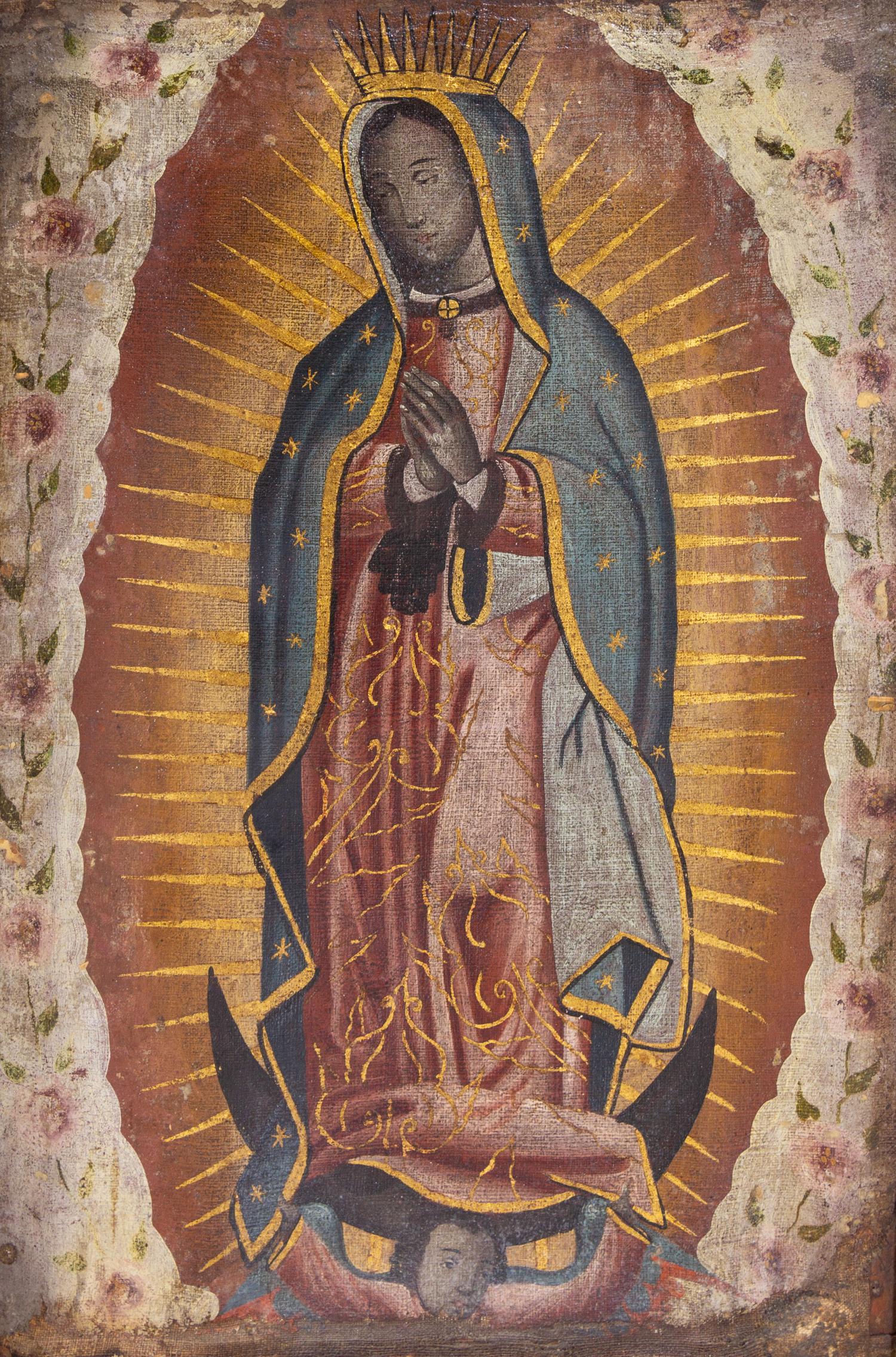 A Collection of Spanish Colonial Paintings Mounted as Two Floor Screens