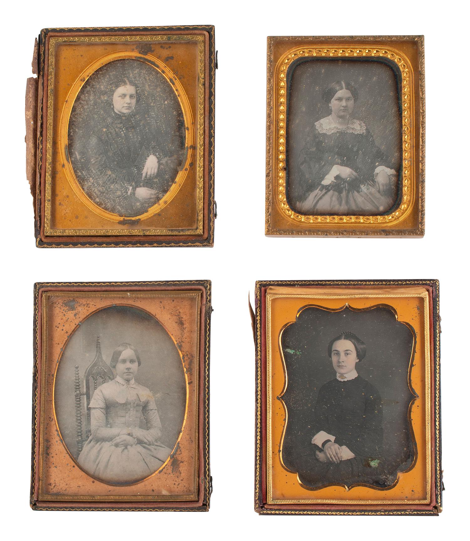 [EARLY PHOTOGRAPHY]. 17 quarter plate daguerreotypes of lovely young women.