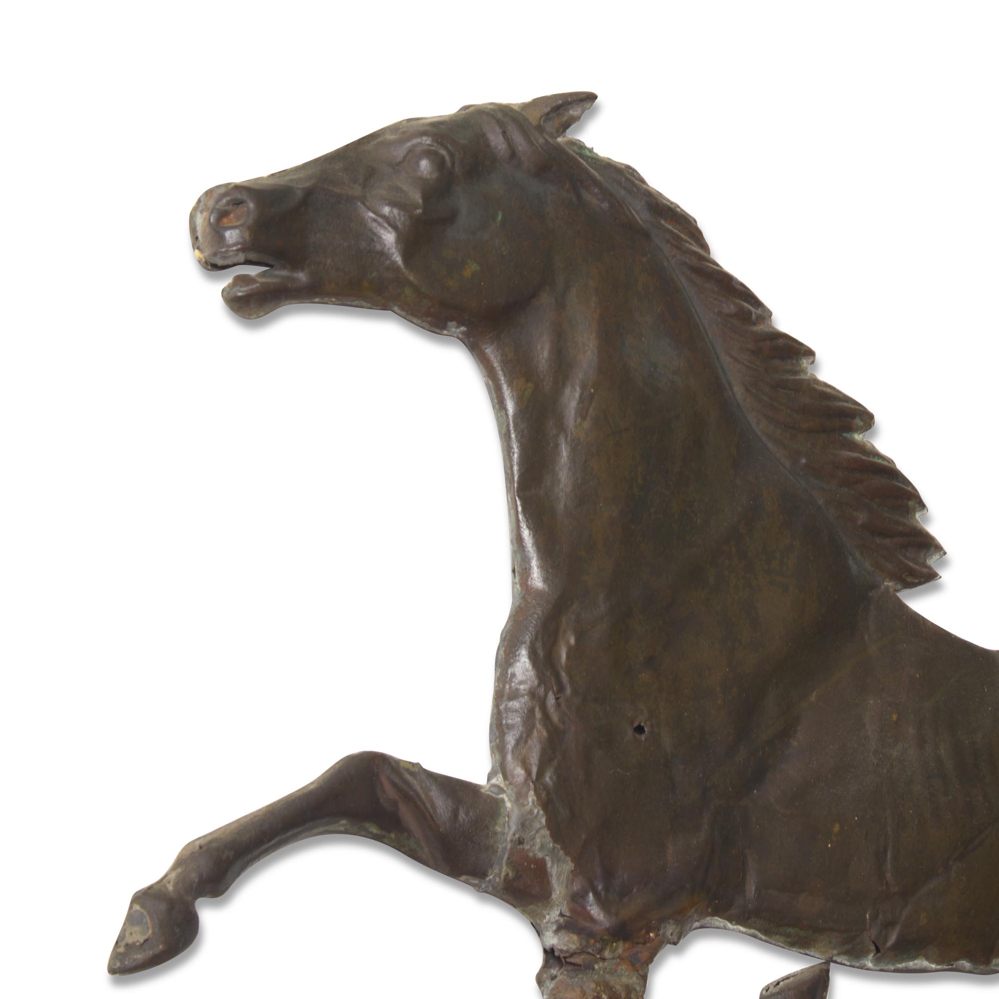 A Molded and Patinated Copper Running Horse Weathervane