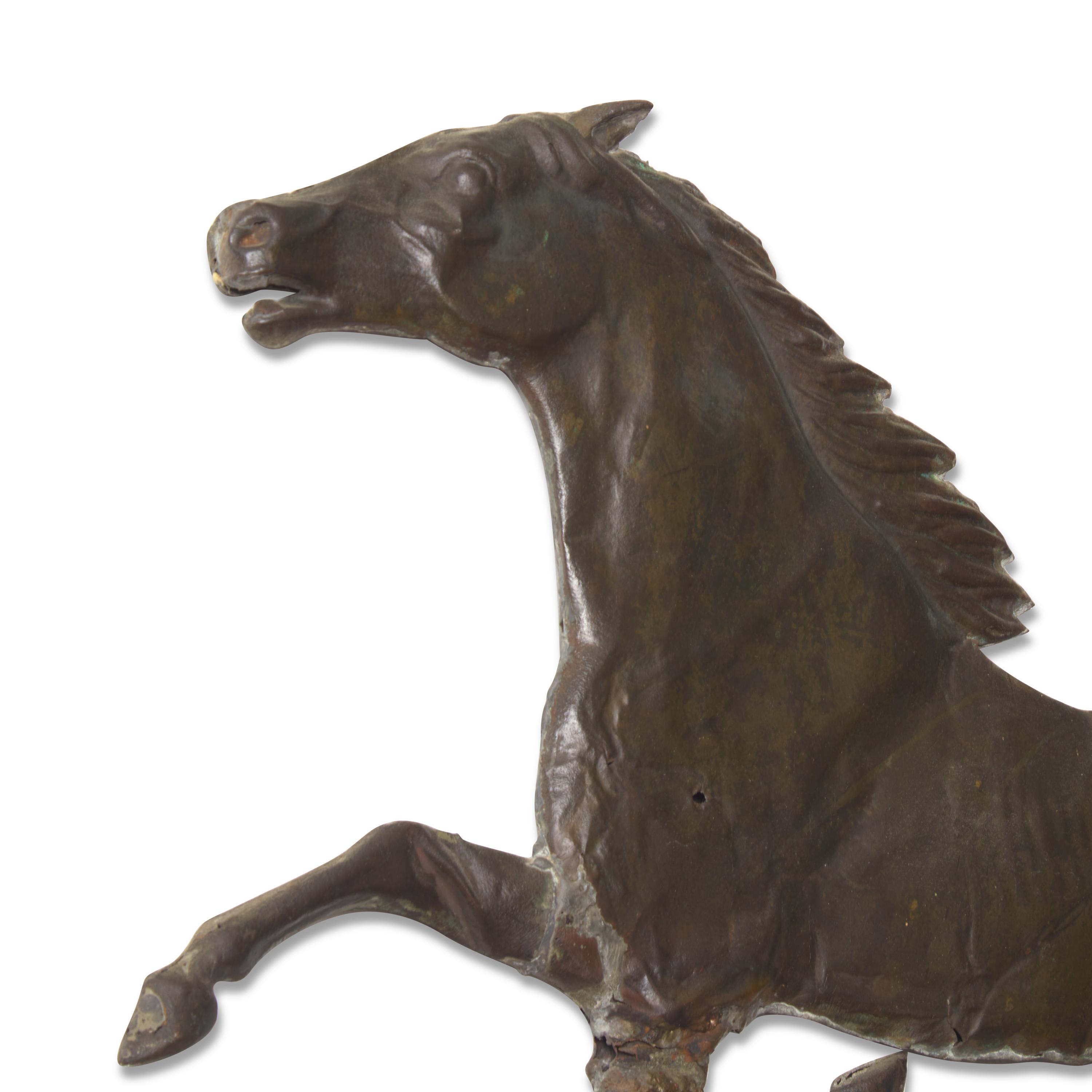 A Molded and Patinated Copper Running Horse Weathervane
