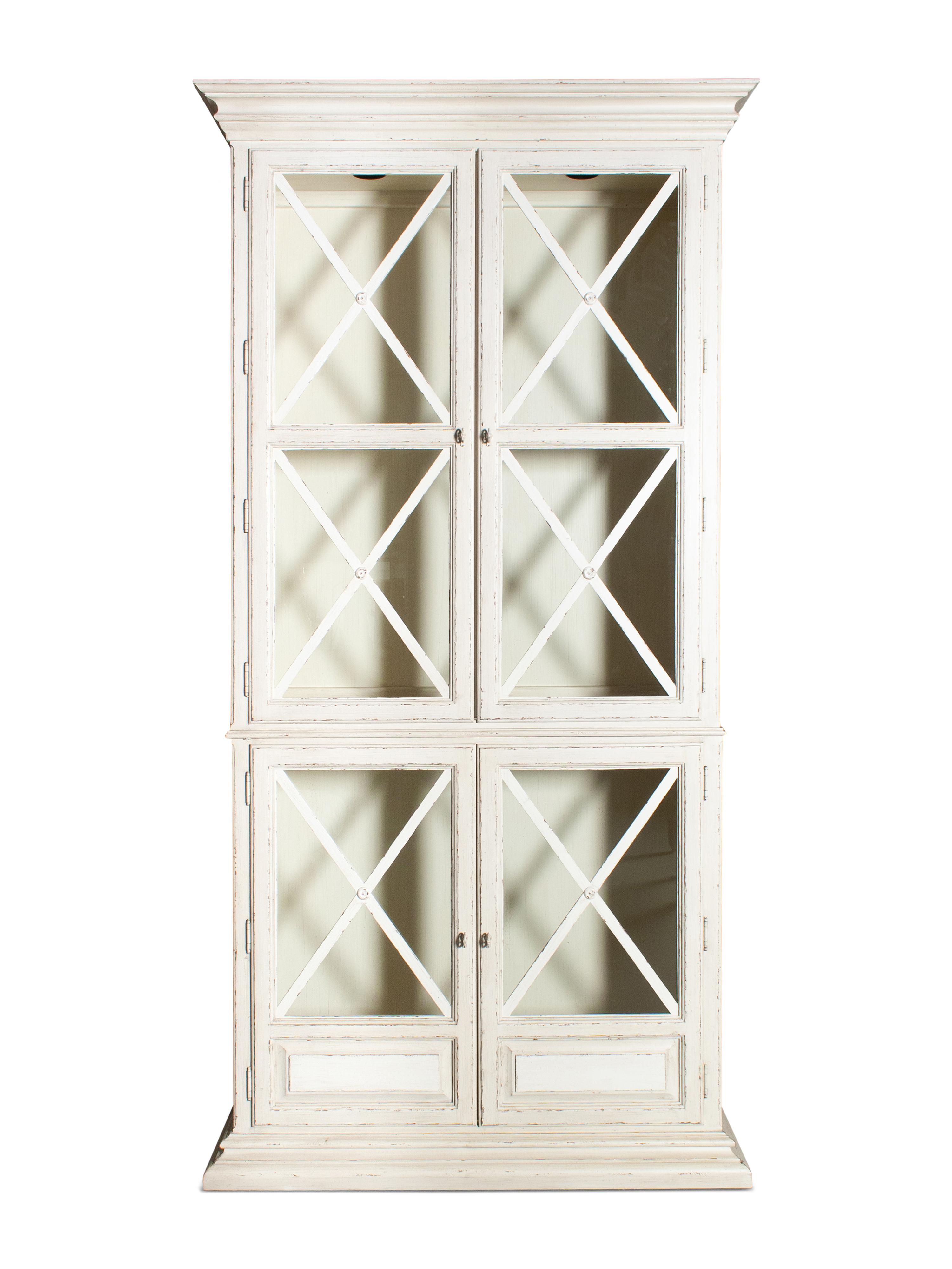 A Pair of Drexel Heritage Neoclassical Style Painted Glazed Door Cabinets