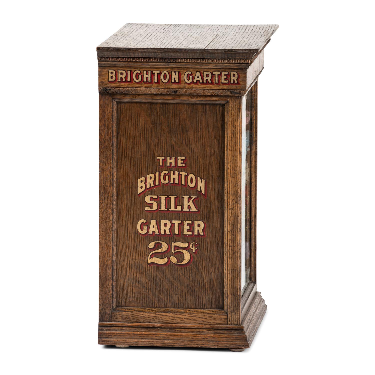 A Brighton Silk Garter Advertising Store Display Case