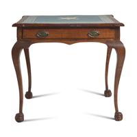 A Chippendale Style Mahogany Games Table Inset with Needlepoint Top