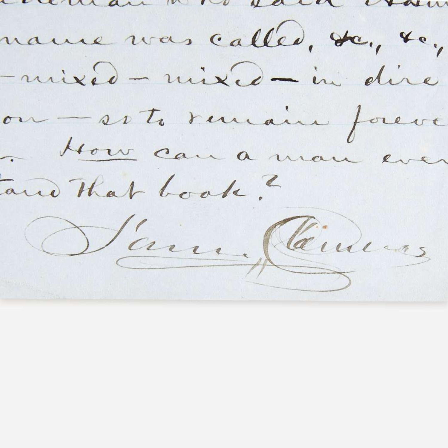 [Literature] Twain, Mark (Samuel Clemens) Autograph Letter, signed