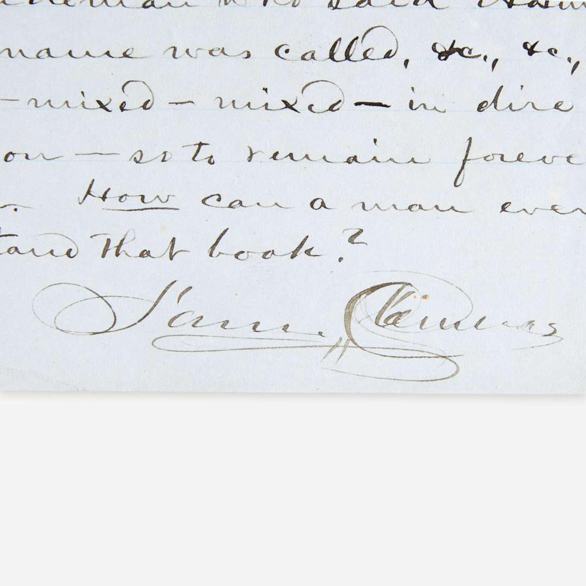[Literature] Twain, Mark (Samuel Clemens) Autograph Letter, signed