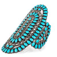 Large Sterling Silver and Turquoise Cluster Cuff Bracelet