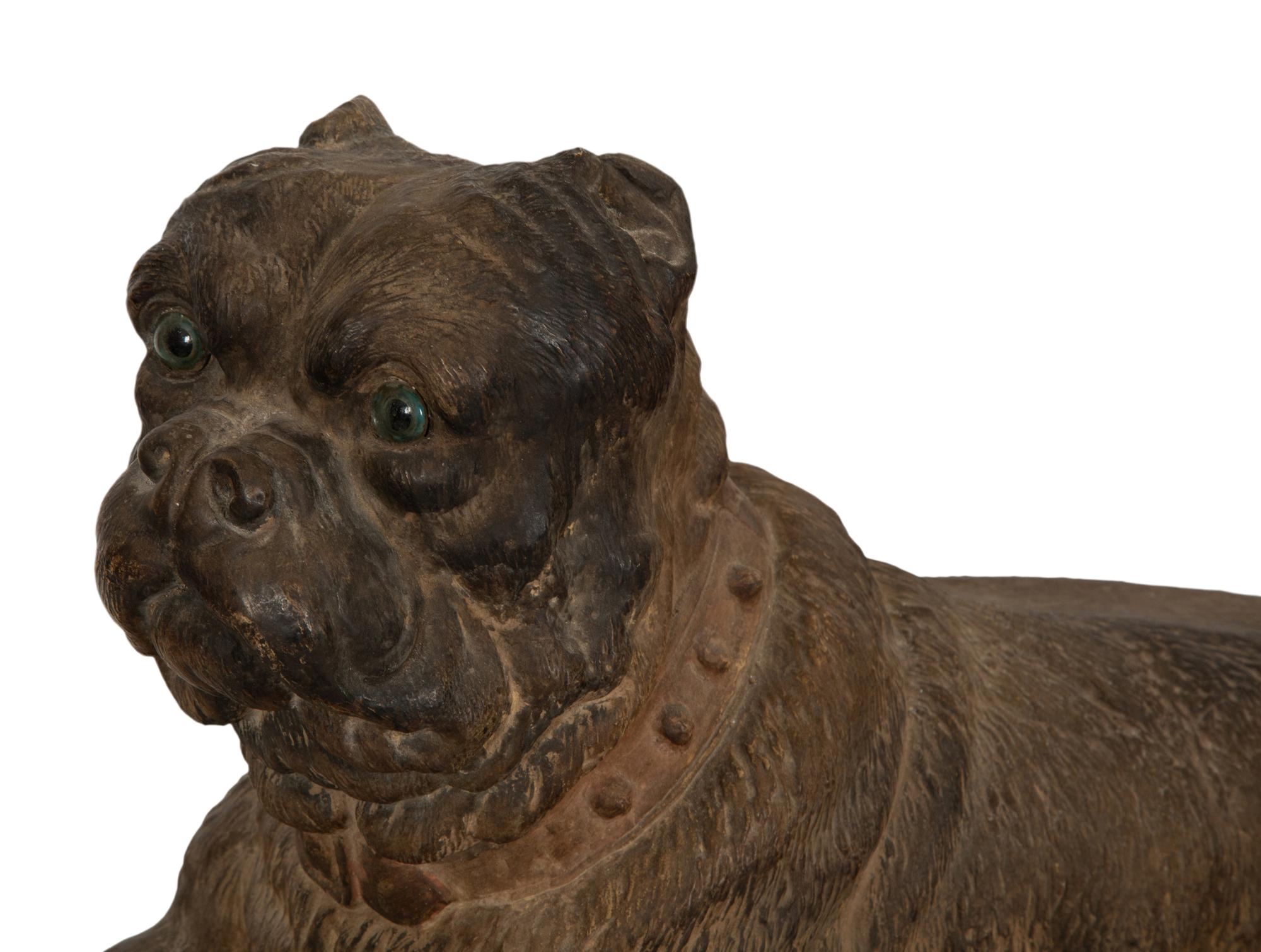 A Pair of English Painted Terracotta Pugs