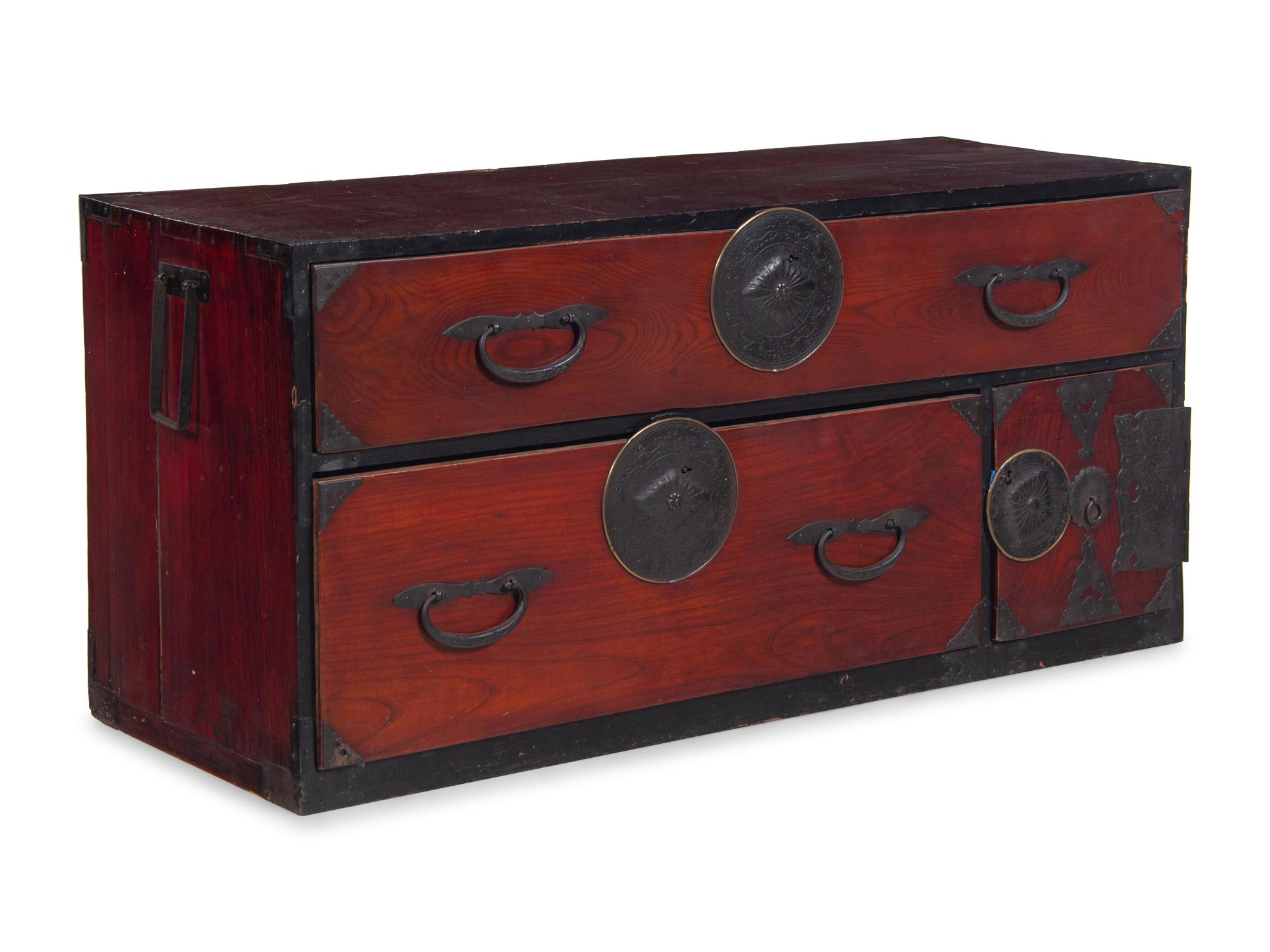 An Iron Mounted Softwood Tansu Chest