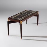Art Deco Early 20th Century — Gilt Bronze Mounted Verre Eglomise Coffee Table, France