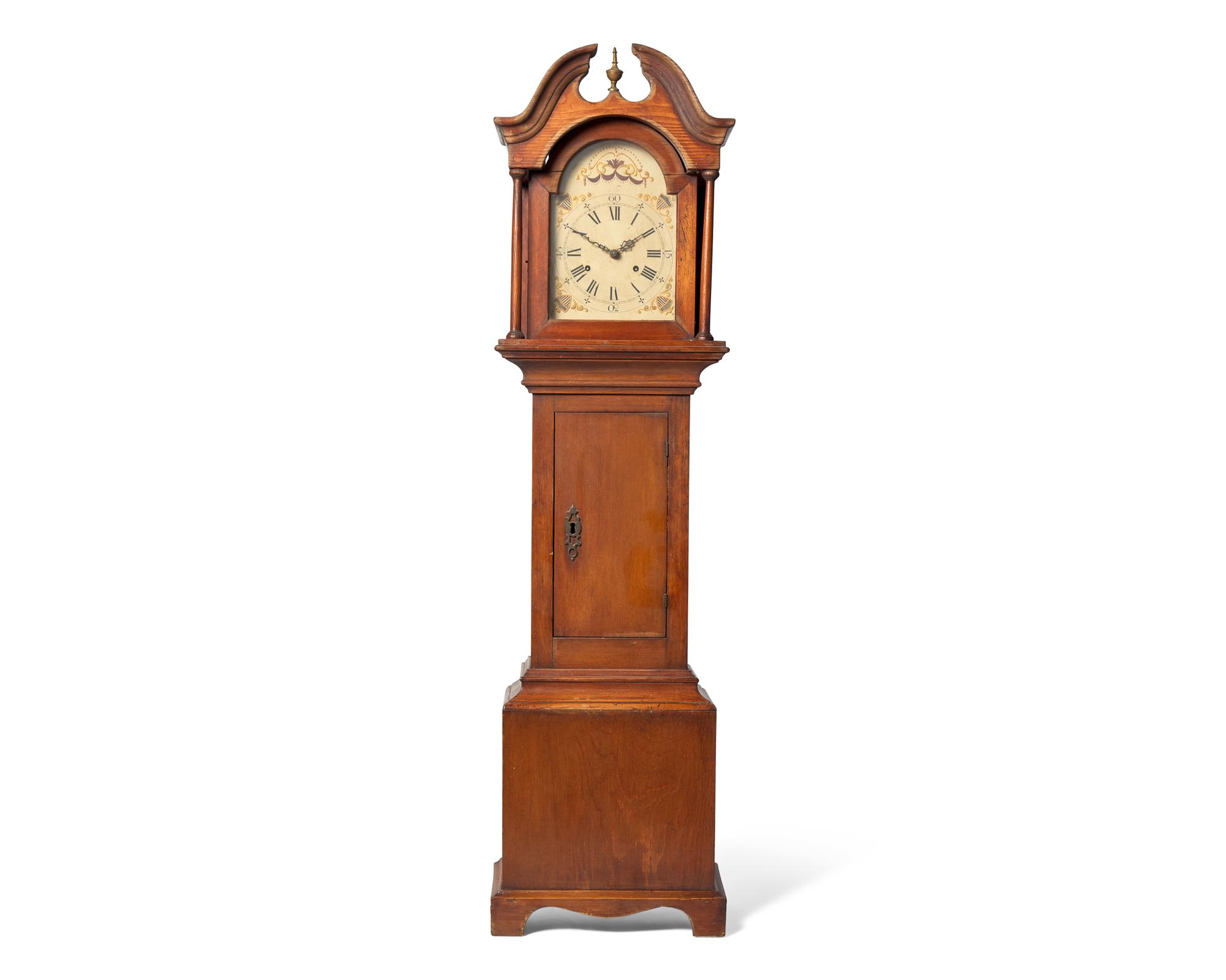 A Chippendale Style Pine and Maple Dwarf Clock