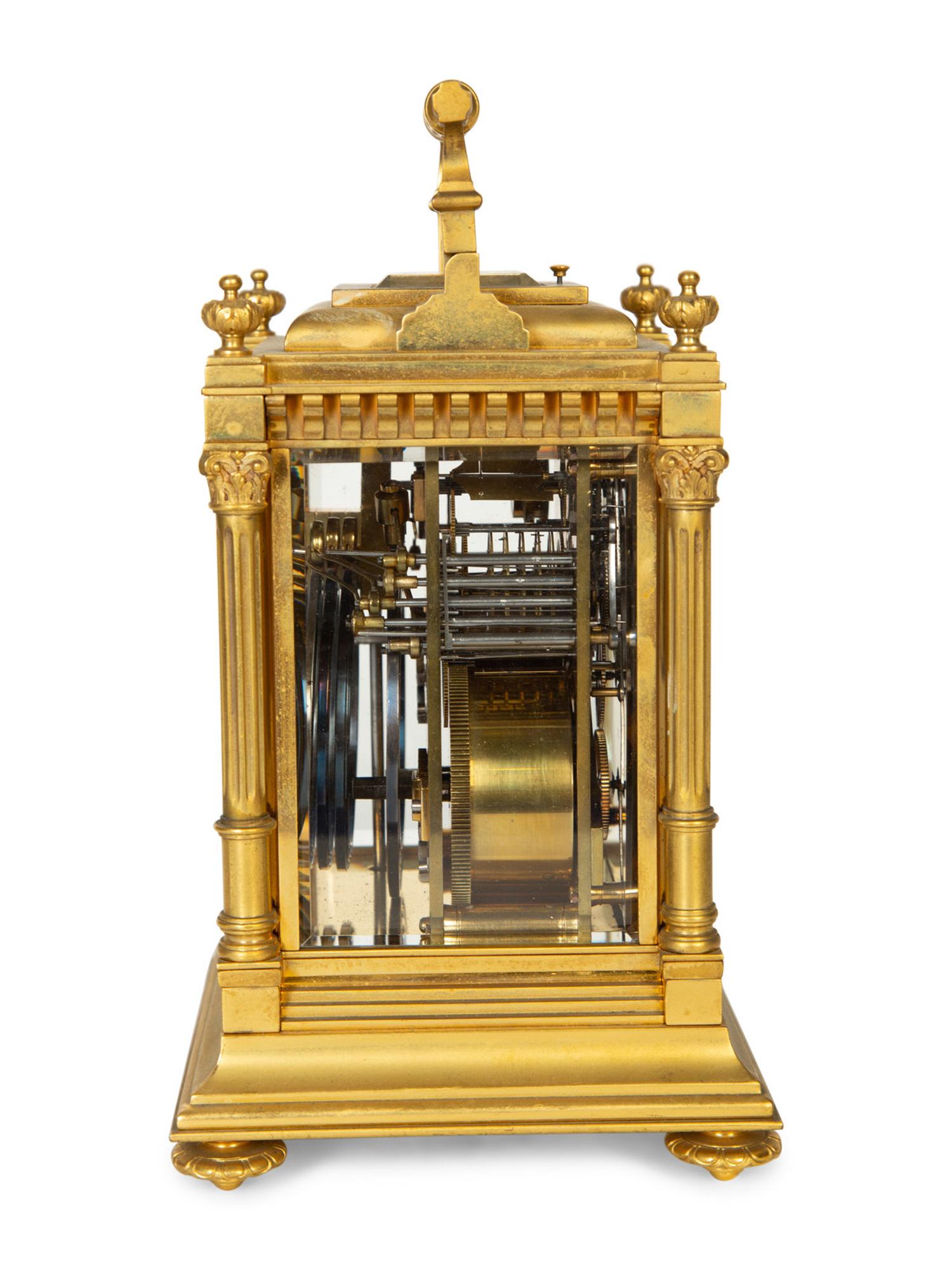 A French Bronze Repeating Carriage Clock with Aiguilles Movement