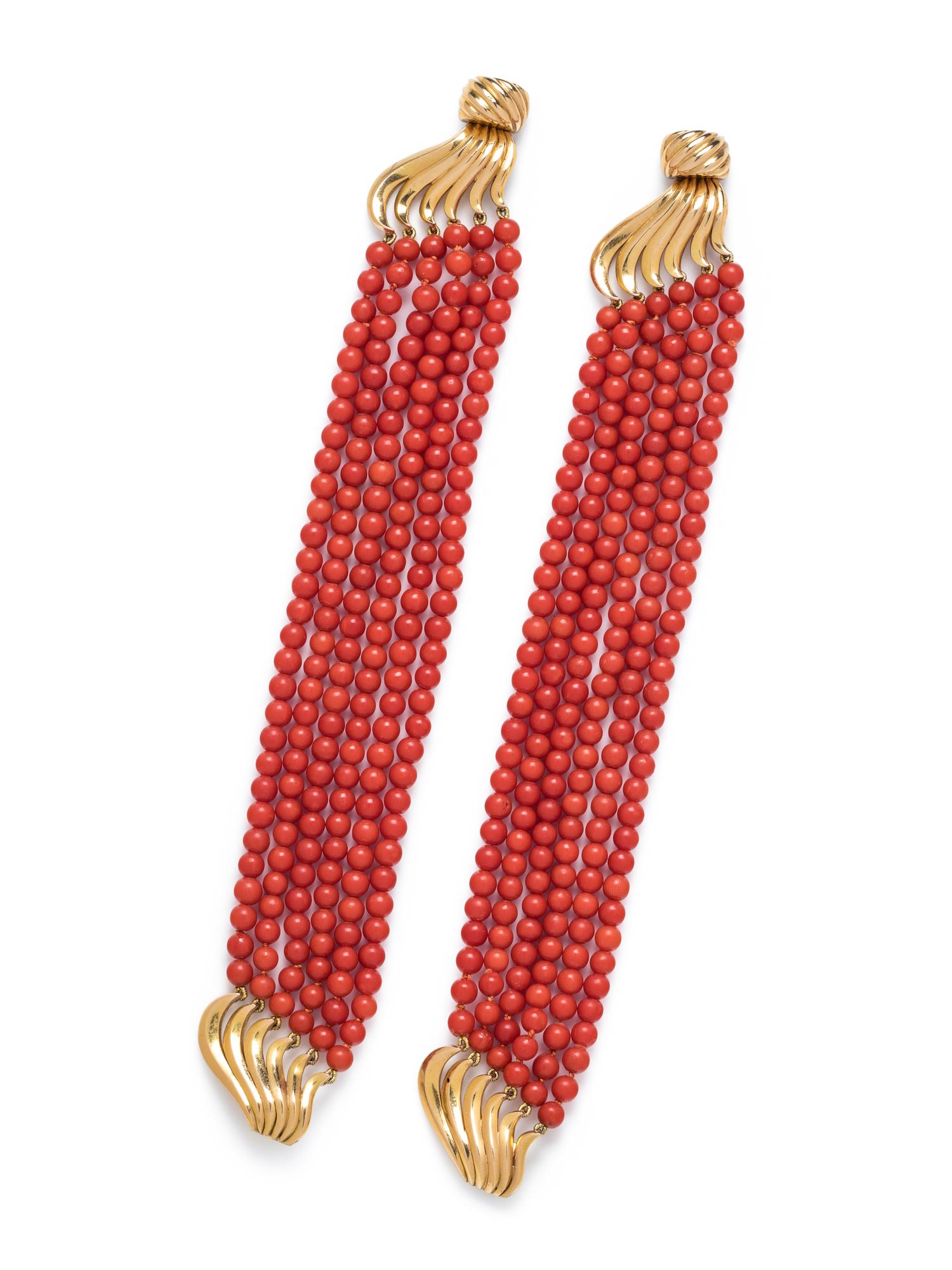 YELLOW GOLD AND CORAL CONVERTIBLE BRACELET/NECKLACE