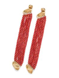 YELLOW GOLD AND CORAL CONVERTIBLE BRACELET/NECKLACE
