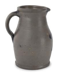 Three Cobalt Decorated Stoneware Pitchers