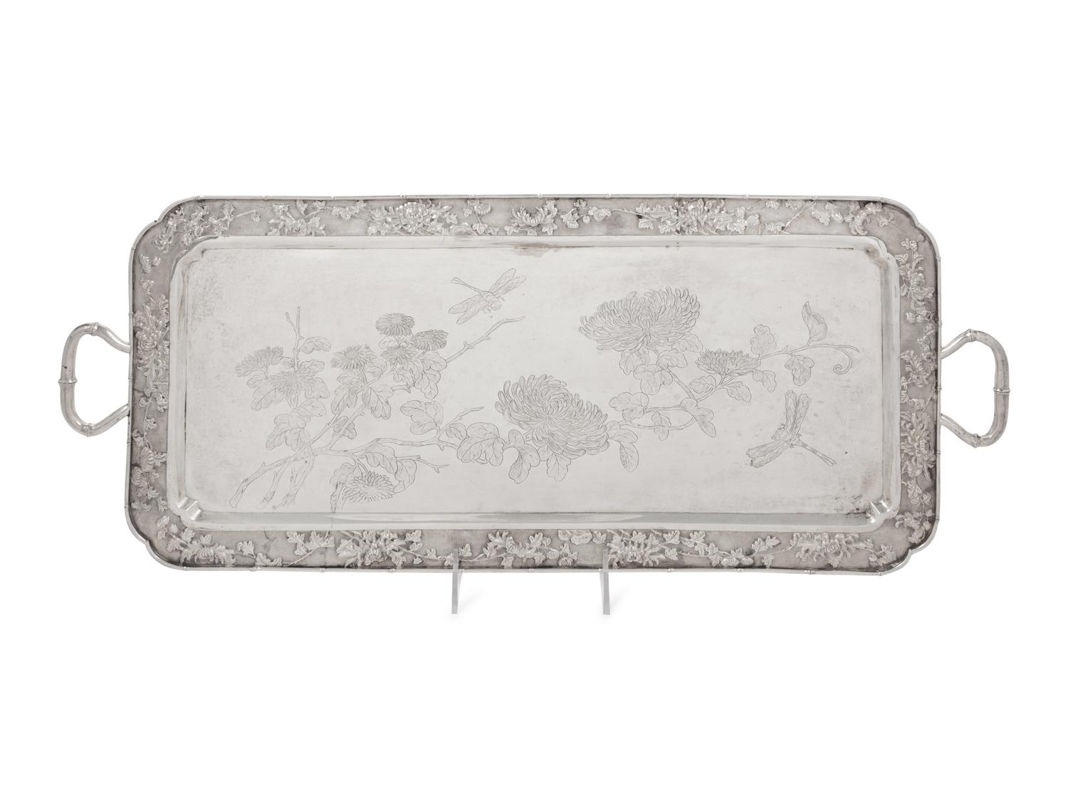 A Chinese Export Silver Serving Tray