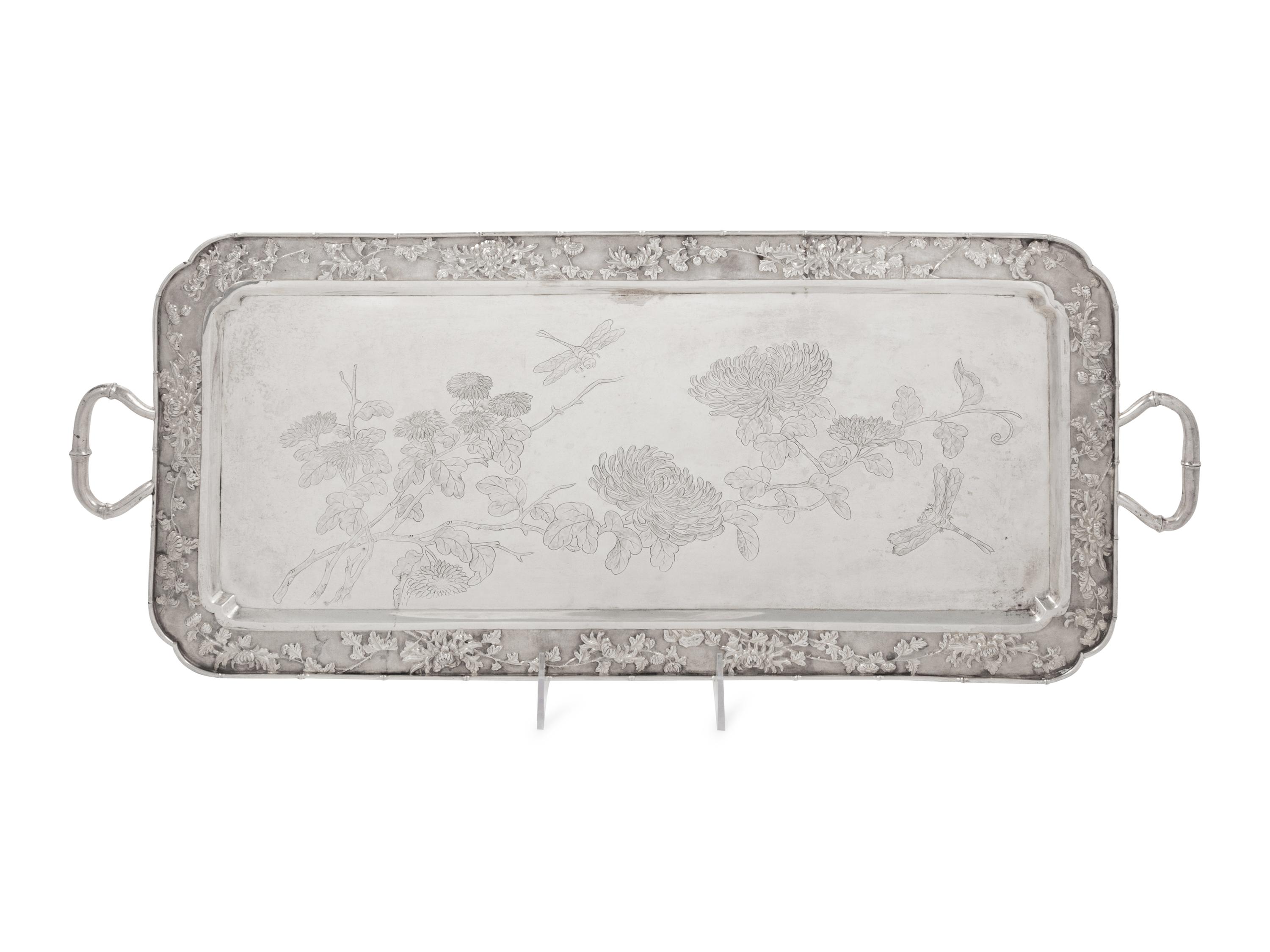 A Chinese Export Silver Serving Tray