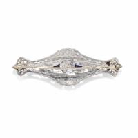 DIAMOND AND SYNTHETIC SAPPHIRE BROOCH