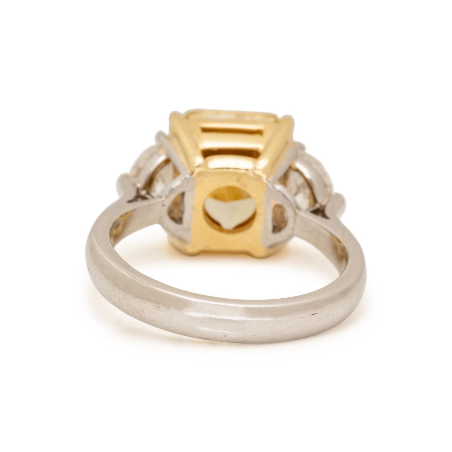 FANCY INTENSE YELLOW DIAMOND AND DIAMOND RING
