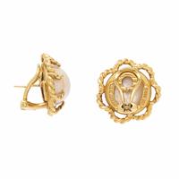 TIFFANY AND CO., MABÉ PEARL AND YELLOW GOLD EARRINGS