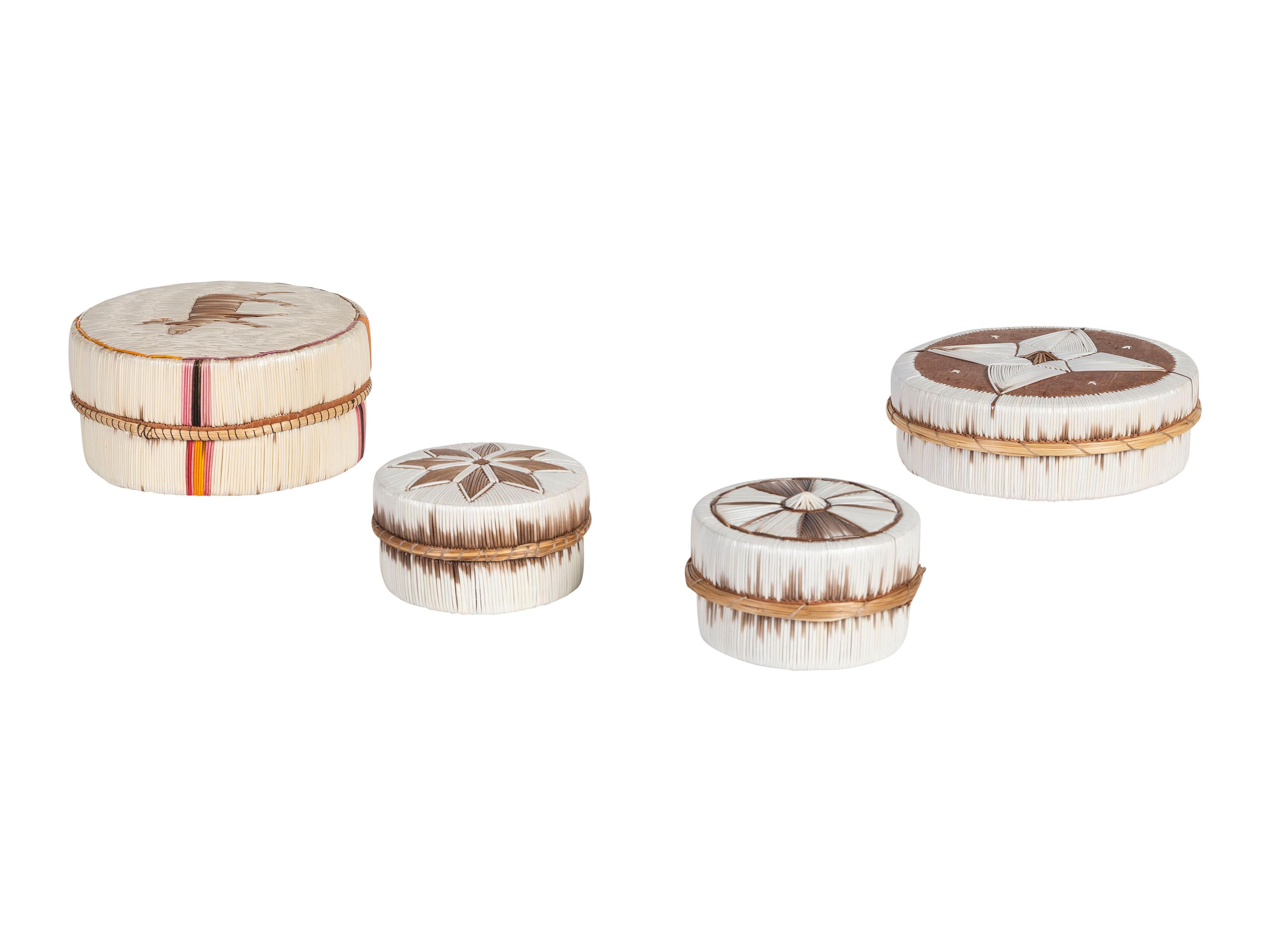 Anishinaabe Quilled Birchbark Boxes