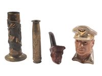 [WORLD WAR II]. A group of souvenirs including trench art and Douglas MacArthur commemorative items.