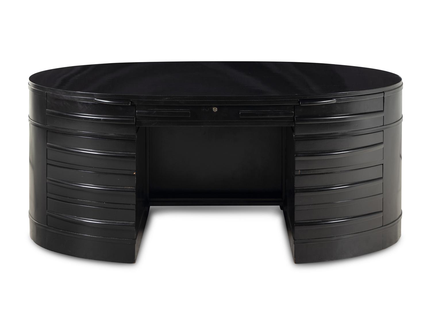 An Ebonized Oval Desk