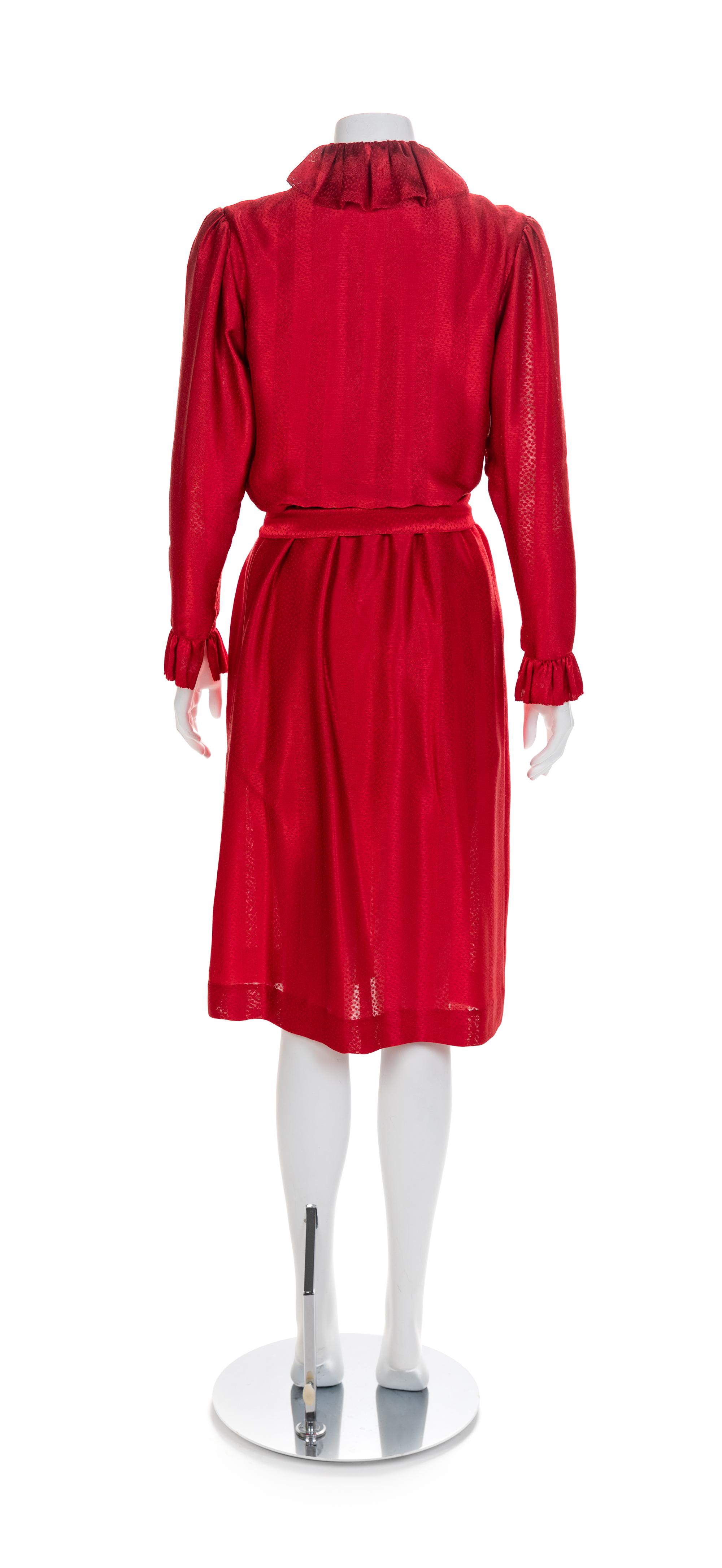 Hanae Mori Dress Red Dress, 1980s Size label: 10