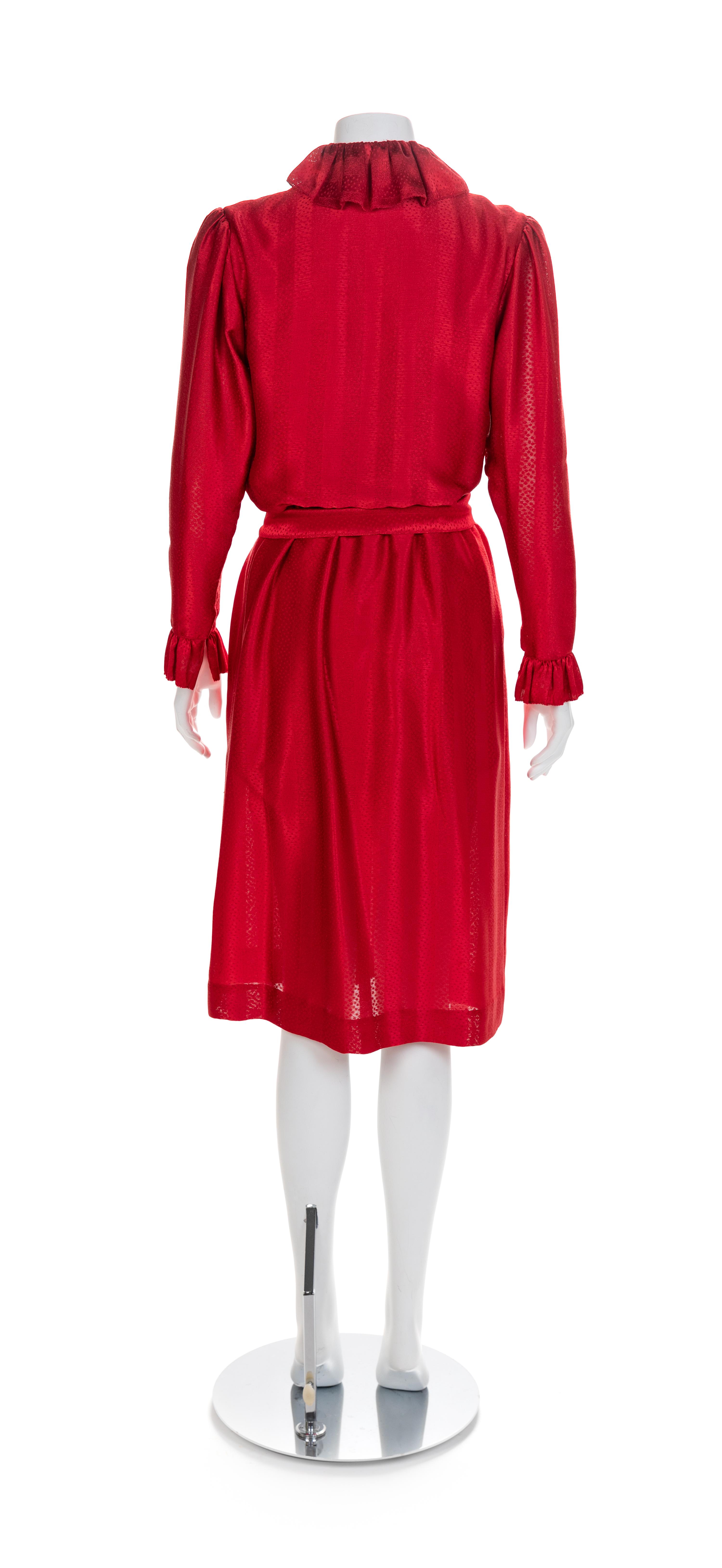 Hanae Mori Dress Red Dress, 1980s Size label: 10