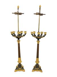 A Pair of Baltic Neoclassical Gilt and Patinated Bronze Candelabrum — 19TH CENTURY