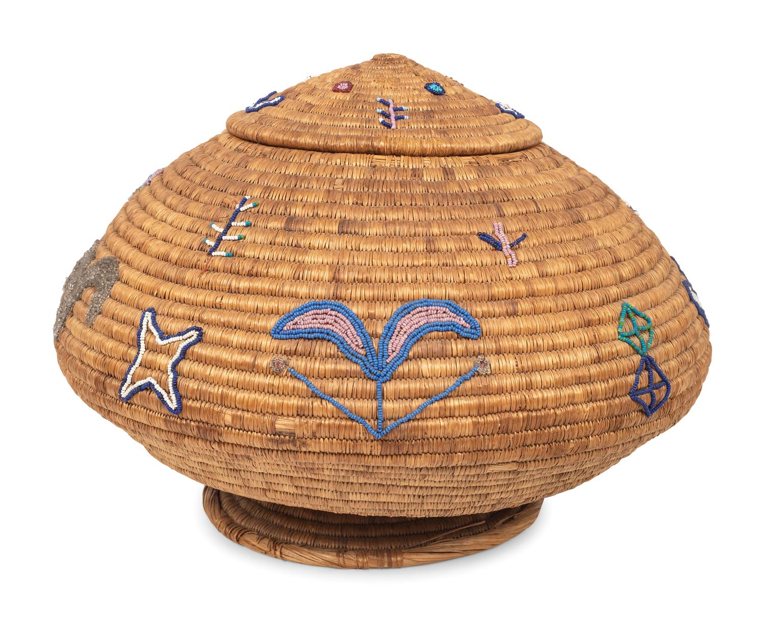 Alaskan Lidded and Beaded Basket