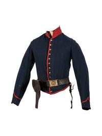 [CIVIL WAR]. Union Artillery shell jacket with saber belt and holster.