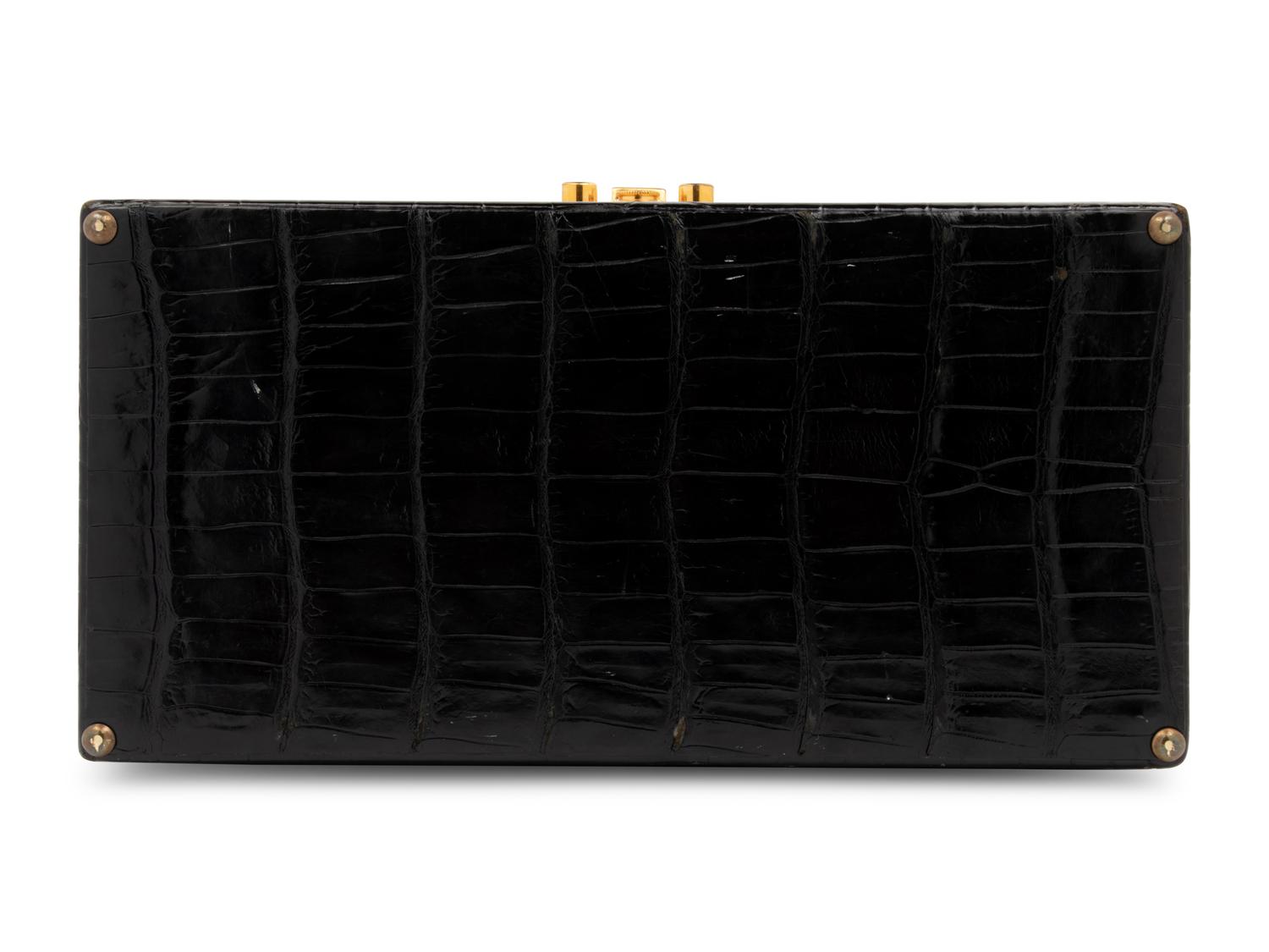 Hermès Black Crocodile Sac Mallette, 1950s-60s