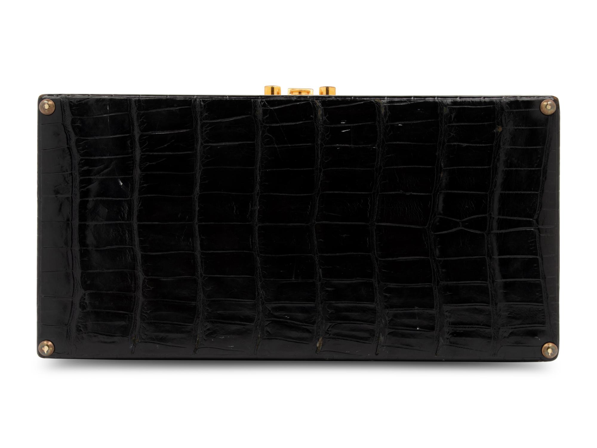 Hermès Black Crocodile Sac Mallette, 1950s-60s