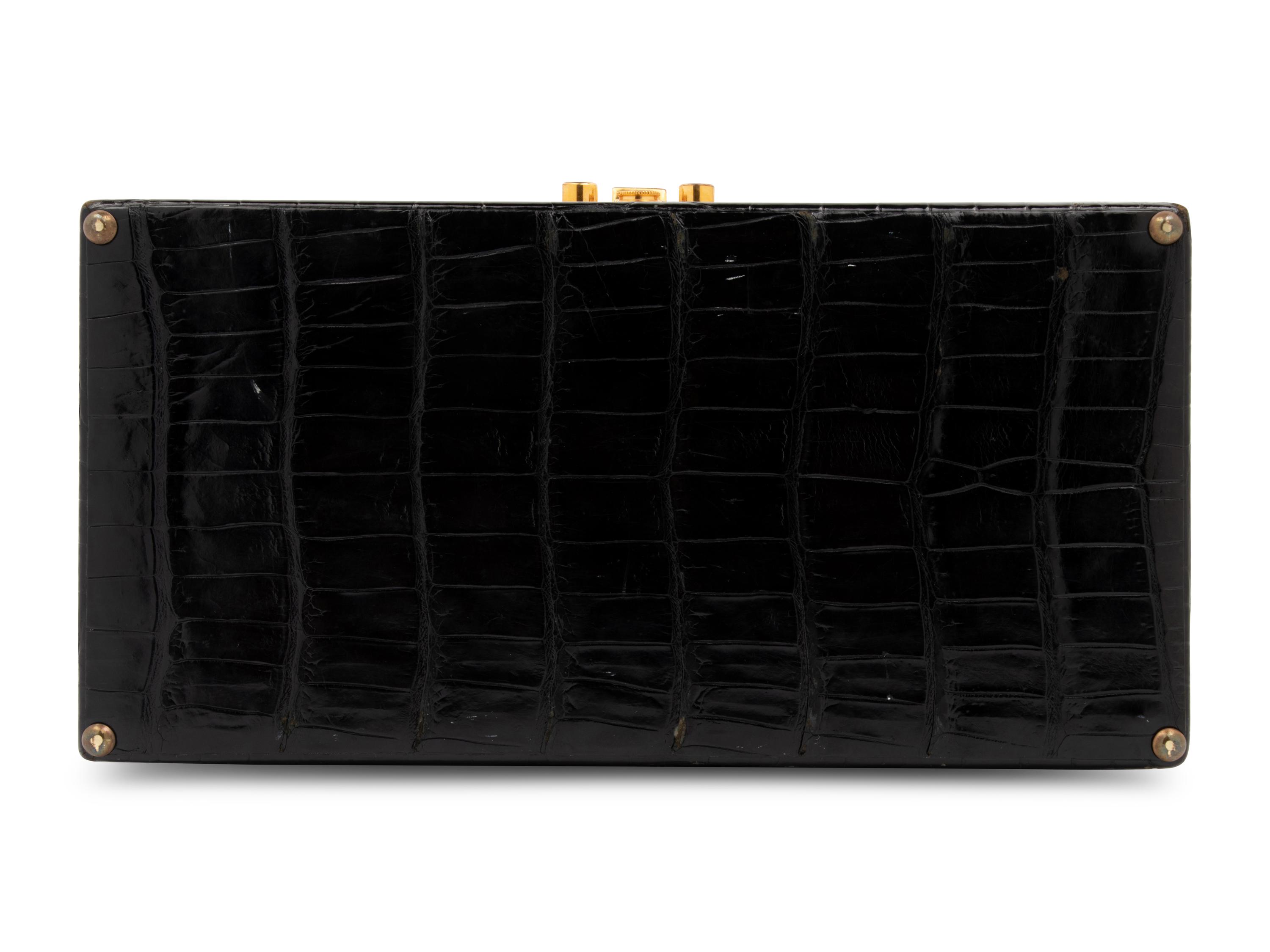 Hermès Black Crocodile Sac Mallette, 1950s-60s