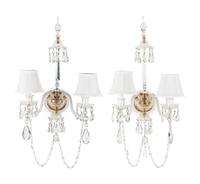 A Pair of Georgian Style Cut Glass Two-Light Sconces