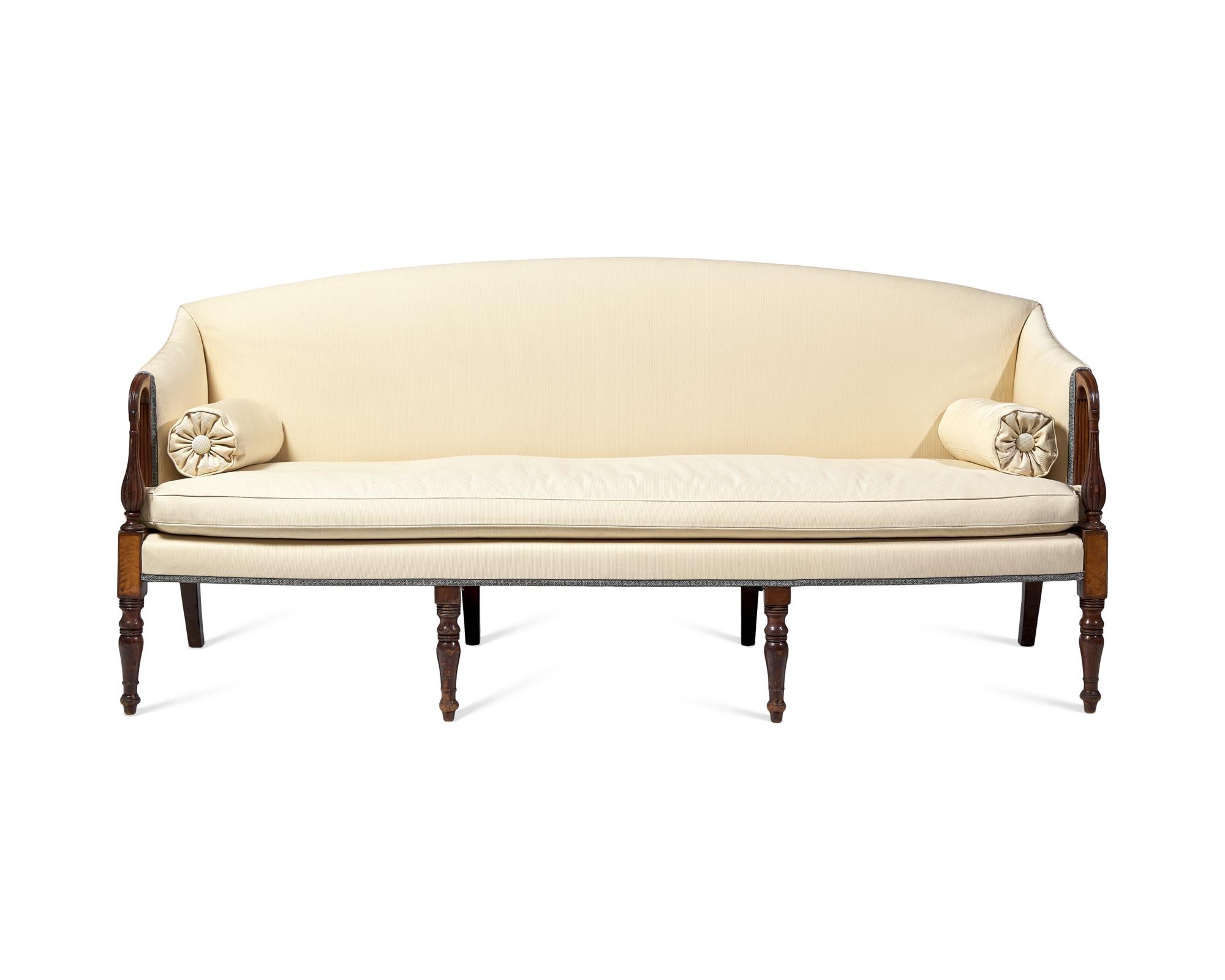 A Federal Inlaid Mahogany And Burl Maple Sofa